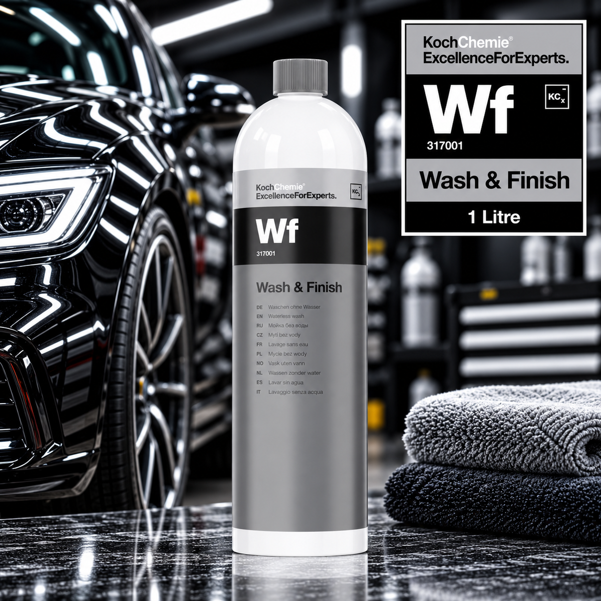 Koch-Chemie Wash & Finish WF 1 Litre – Waterless Car Wash, Cleaner & Gloss Enhancer