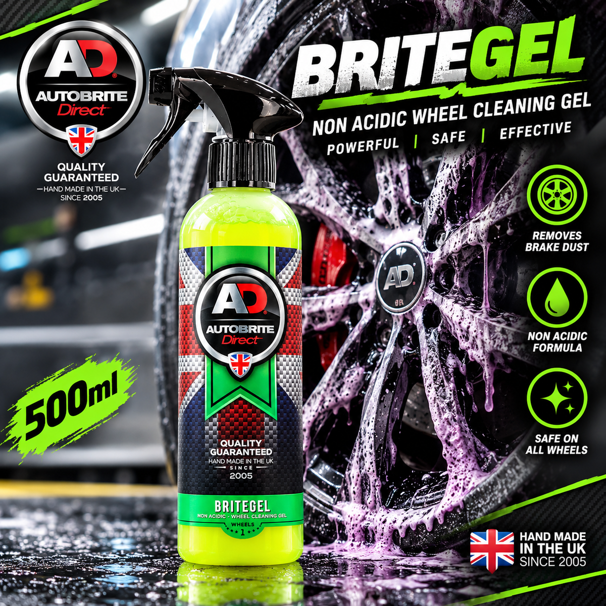 Autobrite Direct Britegel 2026 Non-Acidic Alloy Wheel Cleaner Gel – 500ml & 5L