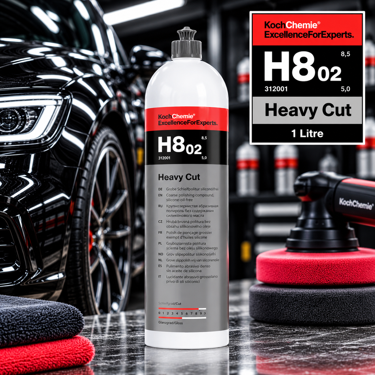 Koch-Chemie H8.02 Heavy Cut Compound 1L – Professional Scratch Remover & Paint Correction Polish