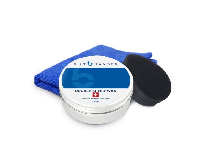 Bilt Hamber Double Speed-Wax 250ml Kit – Carnauba Car Wax with Applicator & Microfibre Cloth