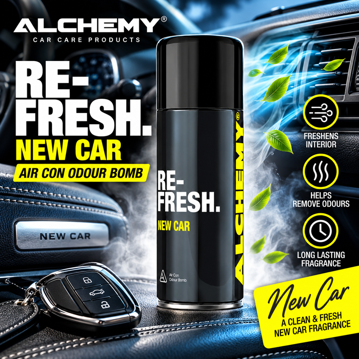 Alchemy Re-Fresh Air Con Odour Bomb 150ml – Car Interior Air Freshener | 6 Scents