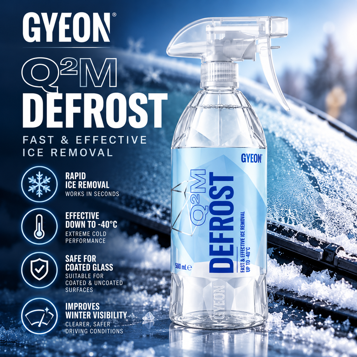GYEON Q²M DeFrost 500ml – Fast Acting Car Windscreen De-Icer Spray