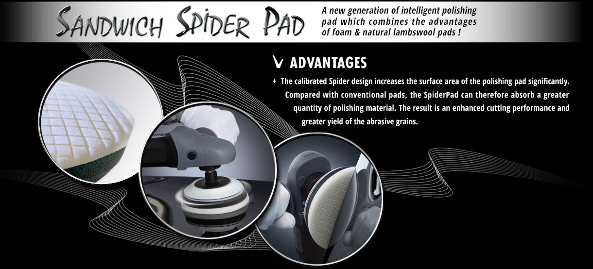 Scholl Concepts Black/White Sandwich Spider Polishing Pad - 145mm.