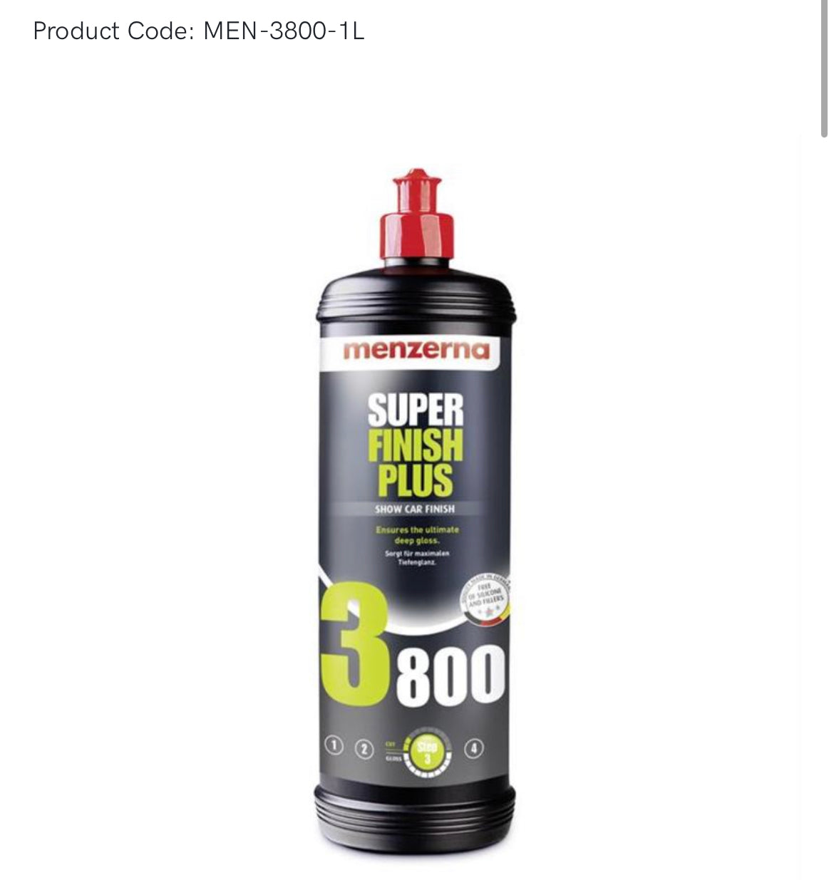 Menzerna Super Finish Plus 3800 - Ultra-Fine Polish for Scratch Resistant Coatings with 10/10 Gloss Level