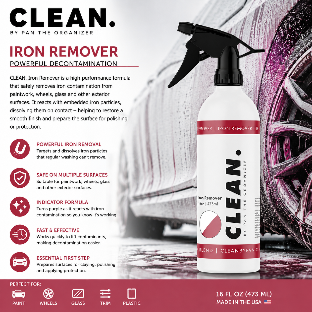 CLEAN. By Pan The Organizer Iron Remover 473ml – Fallout & Iron Contamination Remover