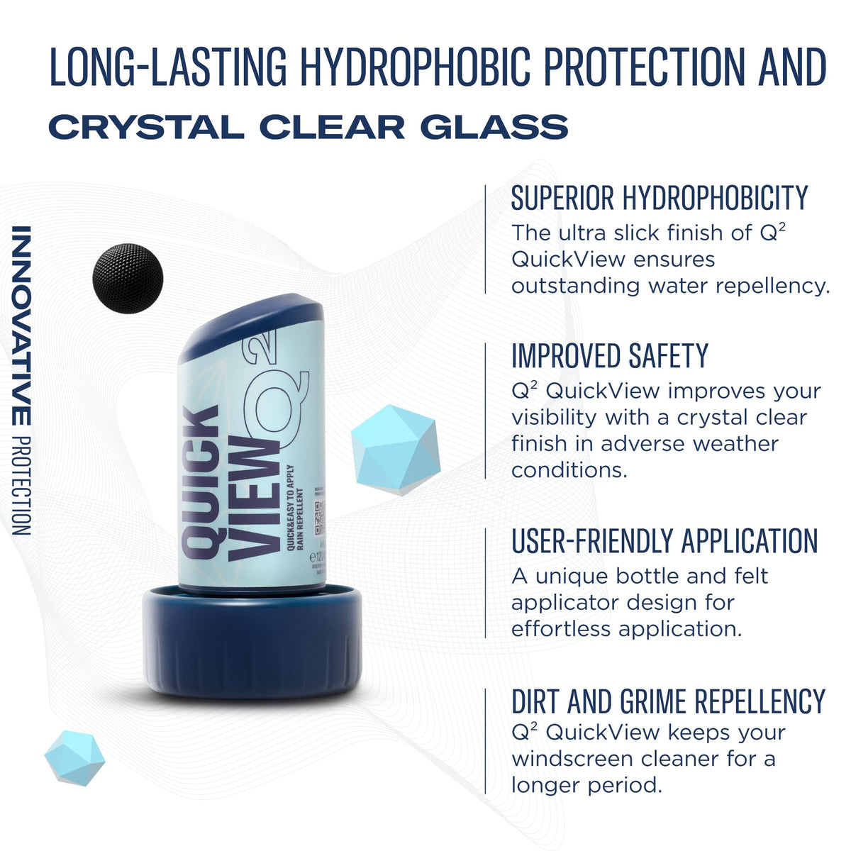 GYEON Q² QuickView 120ml – Hydrophobic Glass Sealant & Rain Repellent