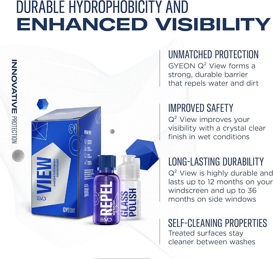 GYEON Q² View EVO 20ml – Ceramic Glass Coating & Rain Repellent Kit