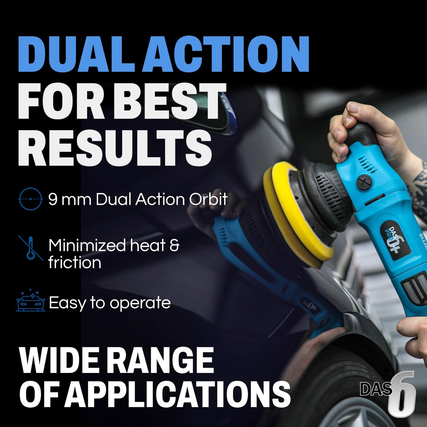 DAS-6 PRO Plus Dual Action Polisher V2 - 2 Pads & Compounds