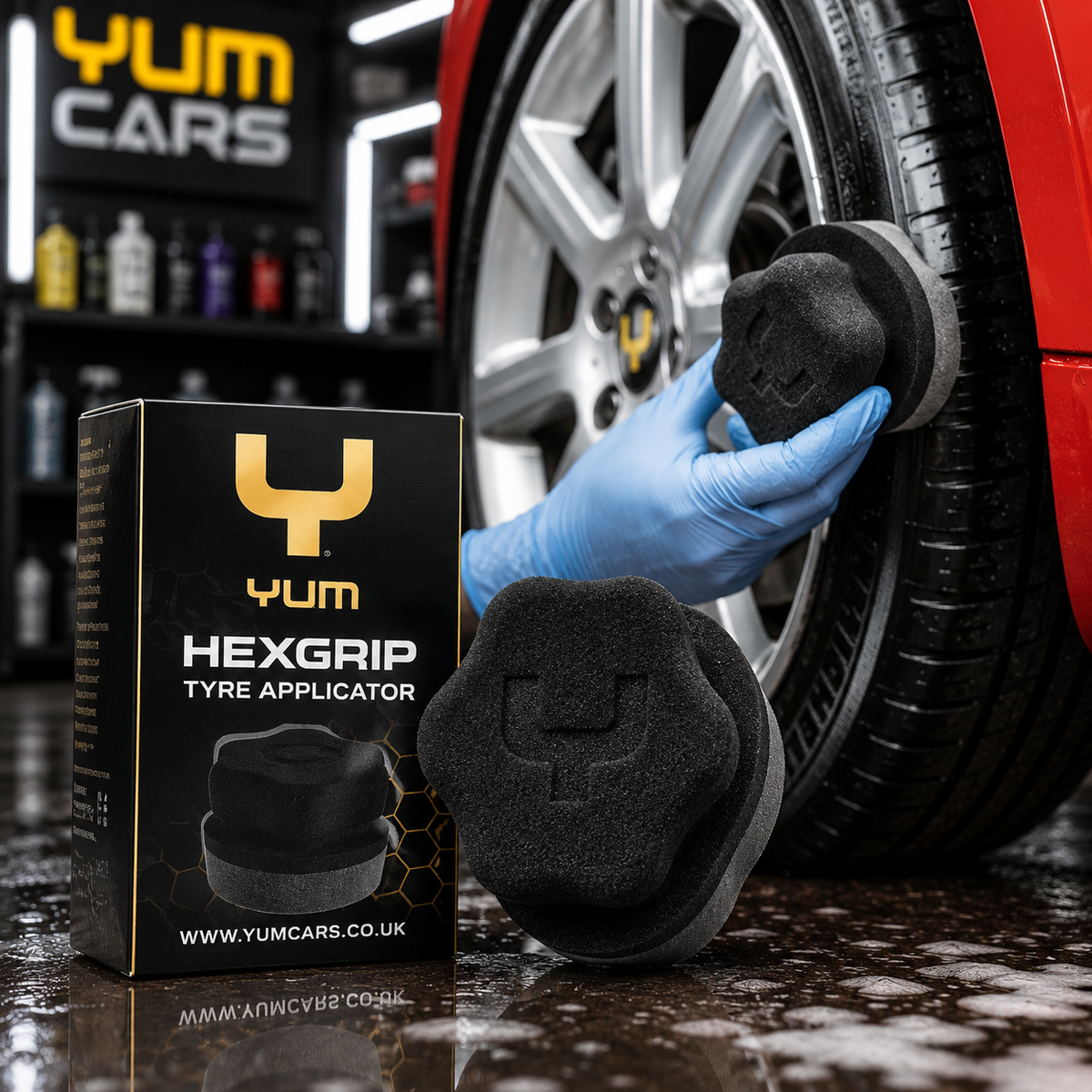 YUMCARS HexGrip Tyre Applicator – Ergonomic Tyre Dressing Applicator