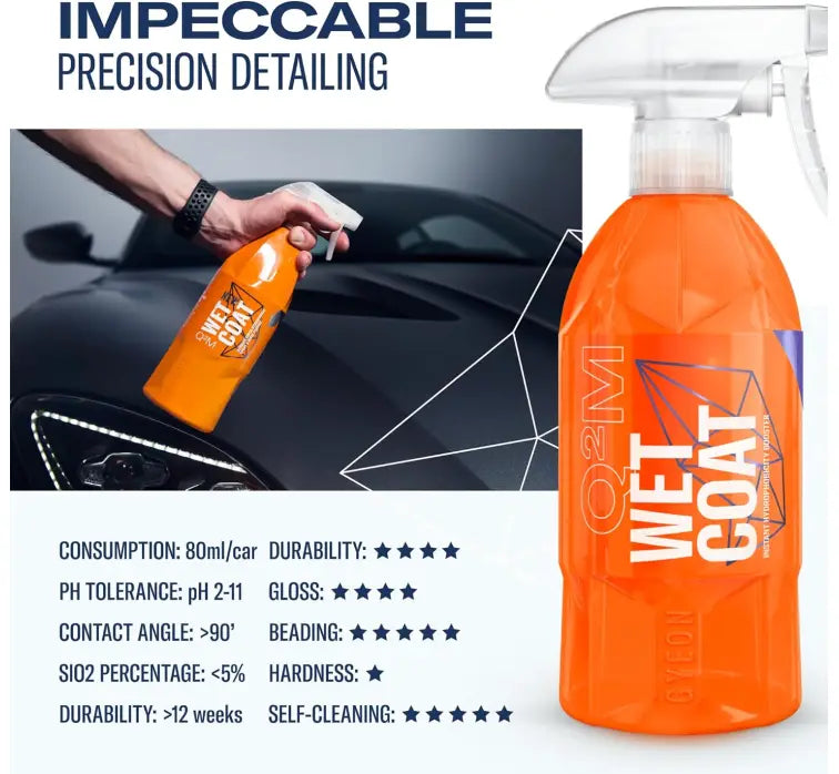 GYEON Q²M WetCoat 500ml / 1L – Instant Hydrophobic Spray Sealant, Wet Coat Car Paint Protection