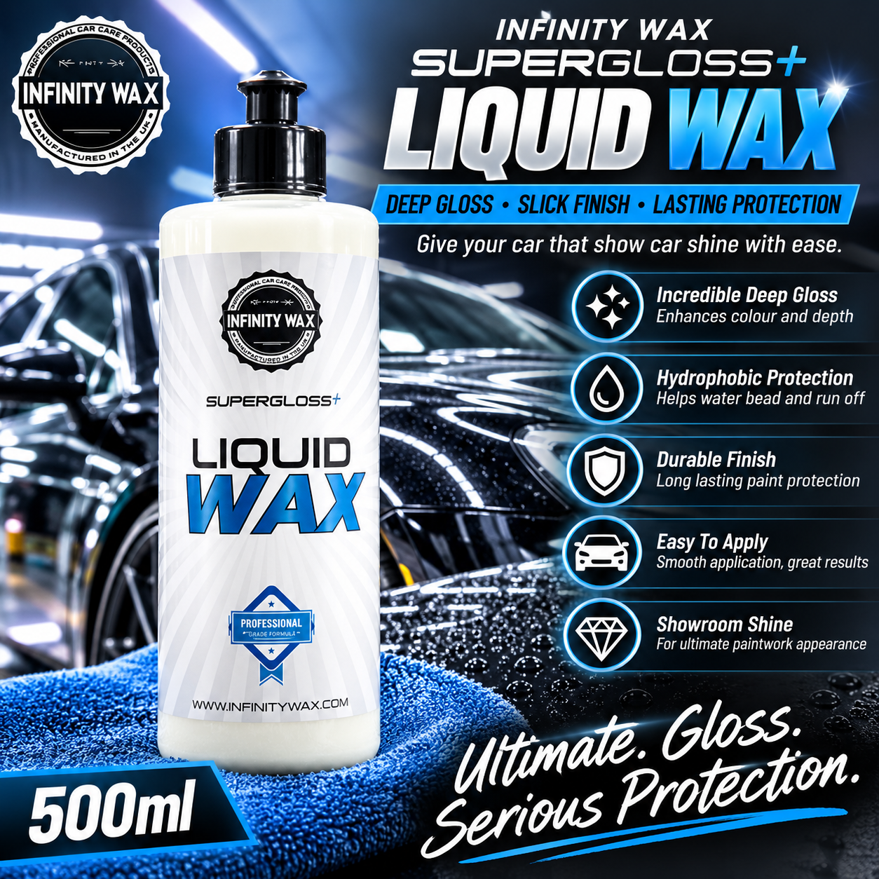 Infinity Wax SuperGloss+ Liquid Wax 500ml – High Gloss Car Wax & Paint Protection