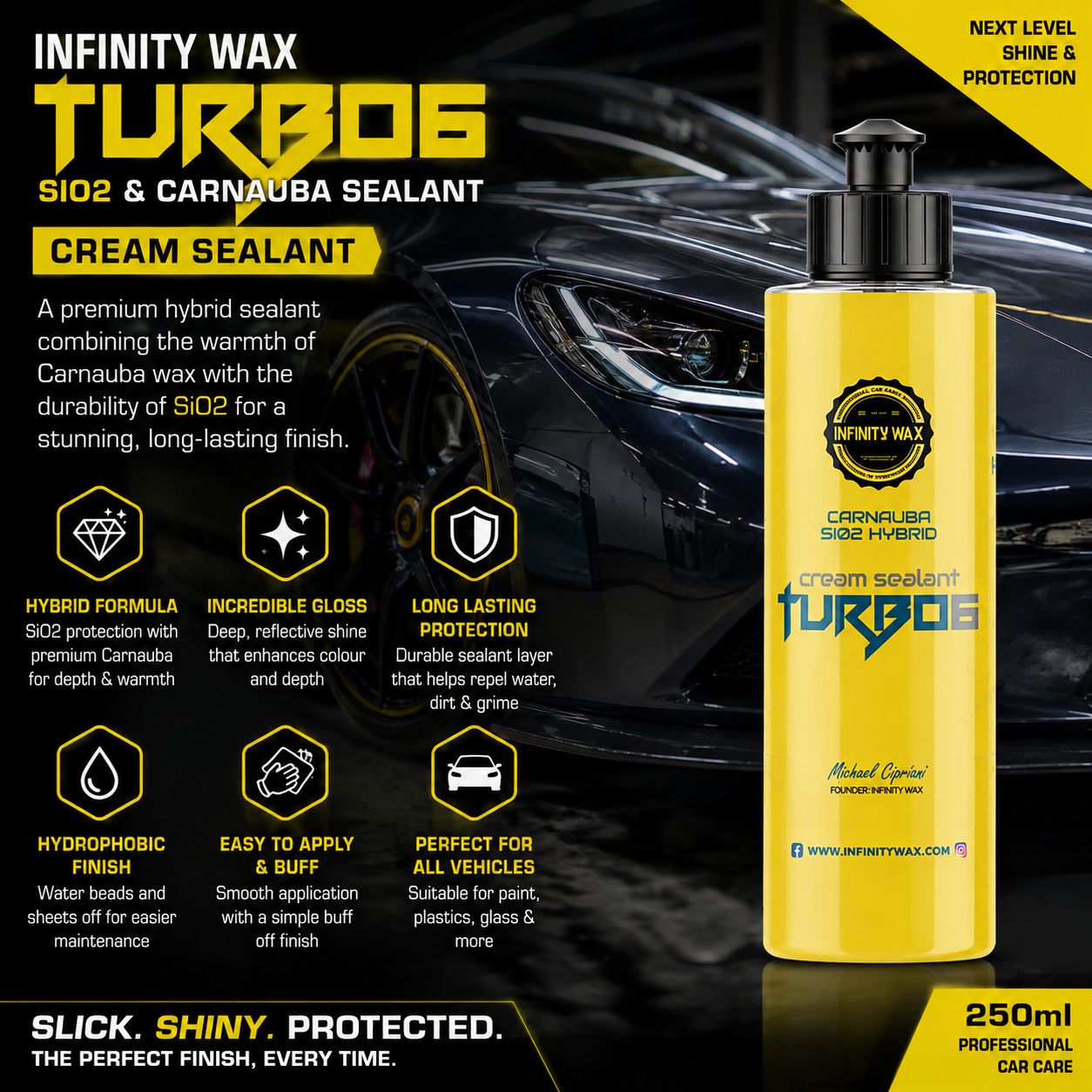 Infinity Wax Turbo6 SiO2 & Carnauba Cream Sealant 250ml – Hybrid Car Wax & Paint Protection