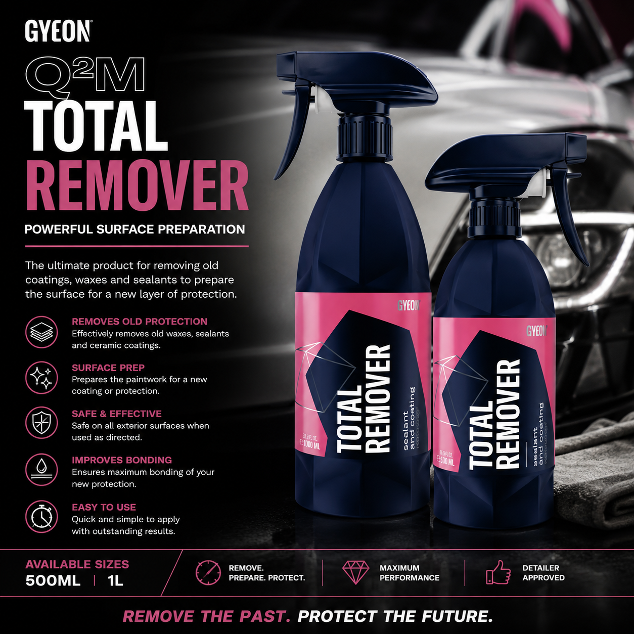 GYEON Q²M Total Remover – 500ml & 1 Litre | Wax, Sealant & Coating Remover / Surface Preparation