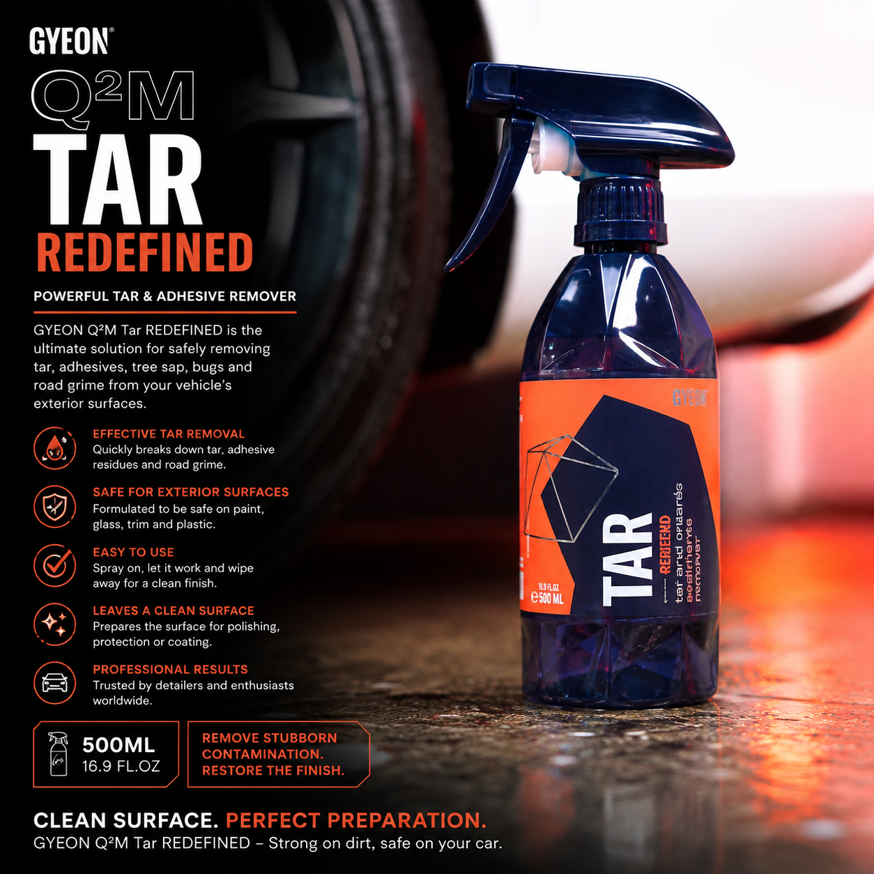 GYEON Q²M Tar REDEFINED 500ml – Powerful Tar, Adhesive & Road Contamination Remover