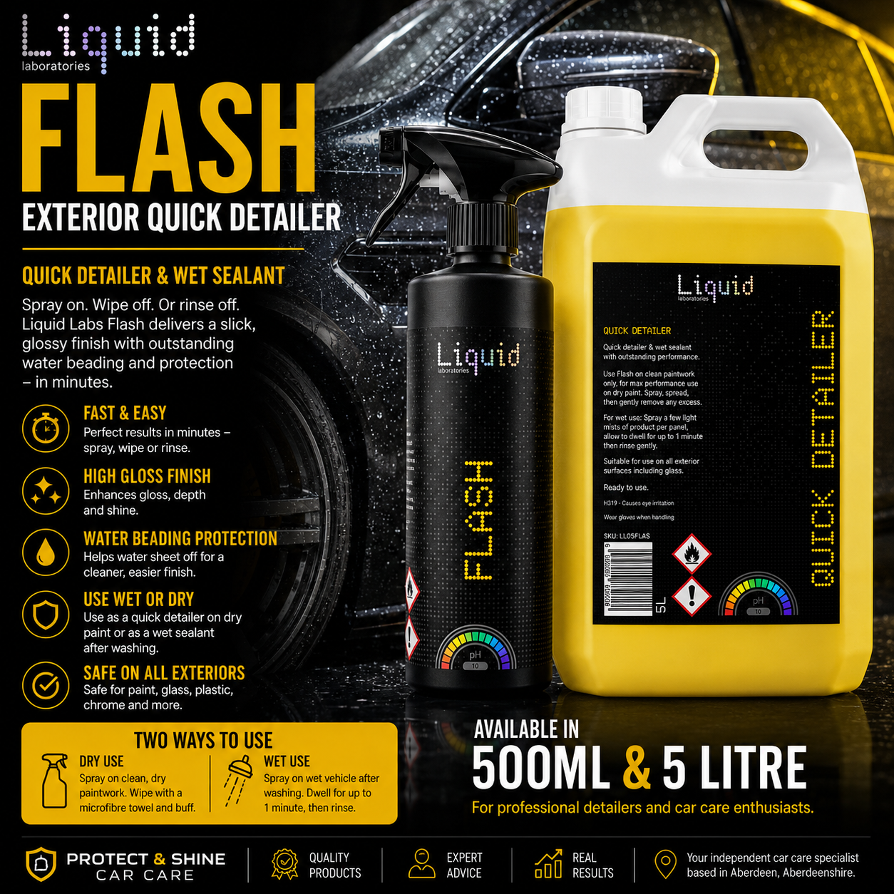 Liquid Labs Flash Exterior Quick Detailer & Wet Sealant – 500ml & 5 Litre