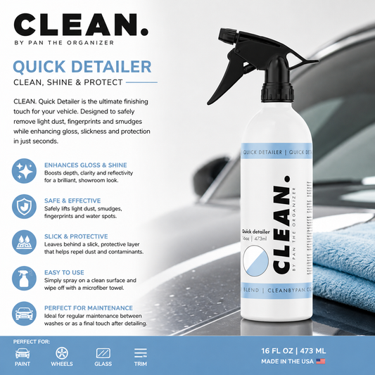 CLEAN. By Pan The Organizer Quick Detailer 473ml – Instant Gloss, Slickness & Finishing Spray