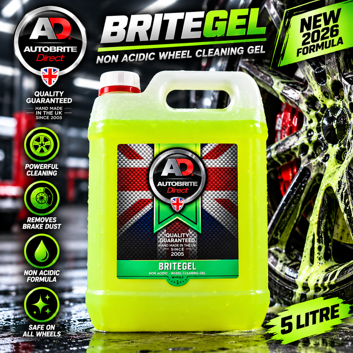 Autobrite Direct Britegel 2026 Non-Acidic Alloy Wheel Cleaner Gel – 500ml & 5L