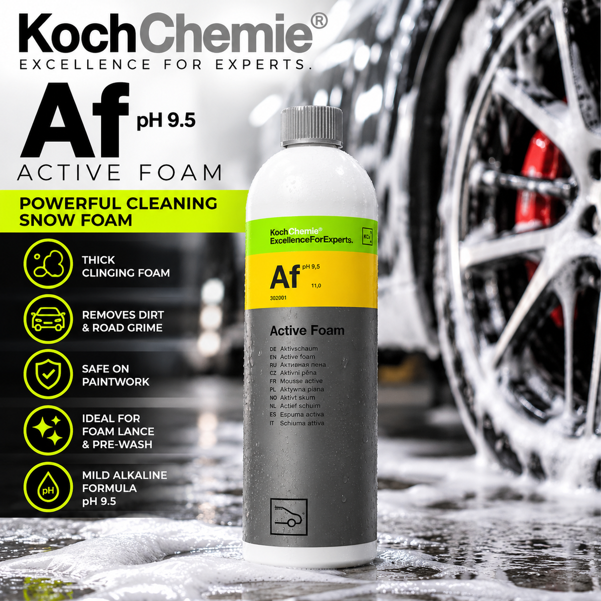 Koch Chemie Active Foam AF 1L – High Performance Snow Foam & Car Pre Wash Shampoo