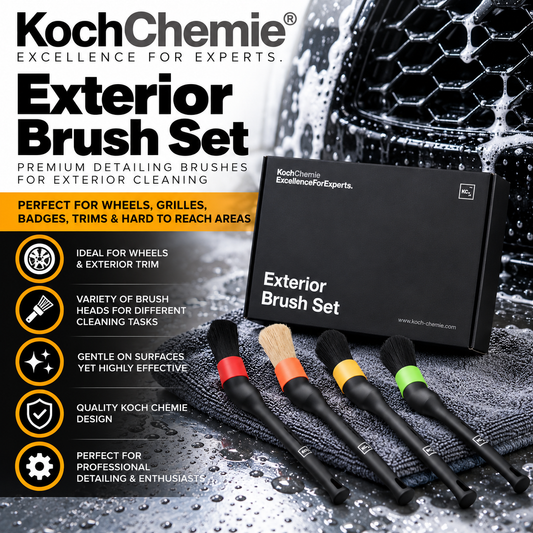 Koch Chemie Exterior Brush Set – 4 Professional Car Detailing Brushes for Wheels, Grilles & Trim