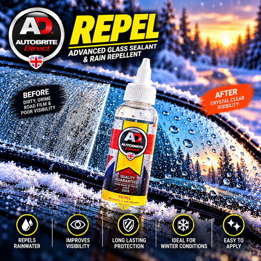 Autobrite Direct Repel 100ml – Advanced Windscreen Glass Sealant & Rain Repellent | Winter Glass Protection