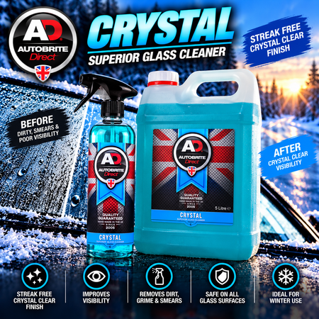 Autobrite Direct Crystal Glass Cleaner – 500ml & 5 Litre | Streak-Free Car Window & Windscreen Cleaner