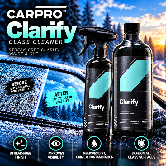 CarPro Clarify Glass Cleaner 500ml & 1 Litre – Streak-Free Car Windscreen & Window Cleaner