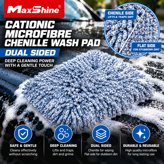Maxshine Cationic Microfibre Chenille Wash Pad – Dual Sided Car Detailing Wash Pad