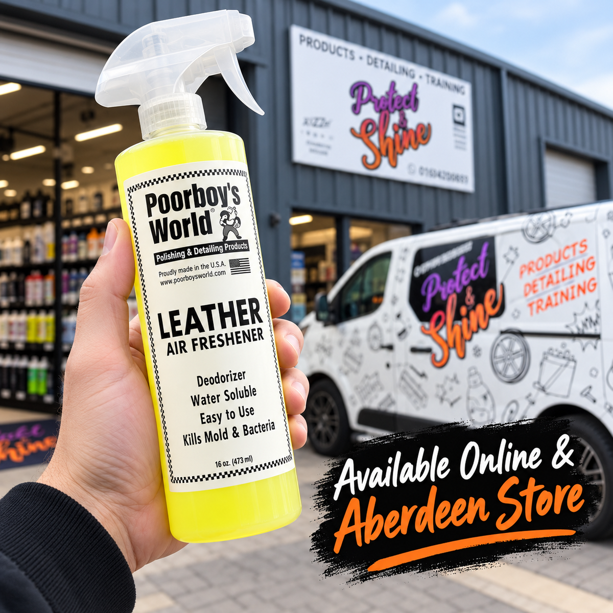 Poorboy’s World Leather Air Freshener Spray – 473ml | Car Interior Deodoriser