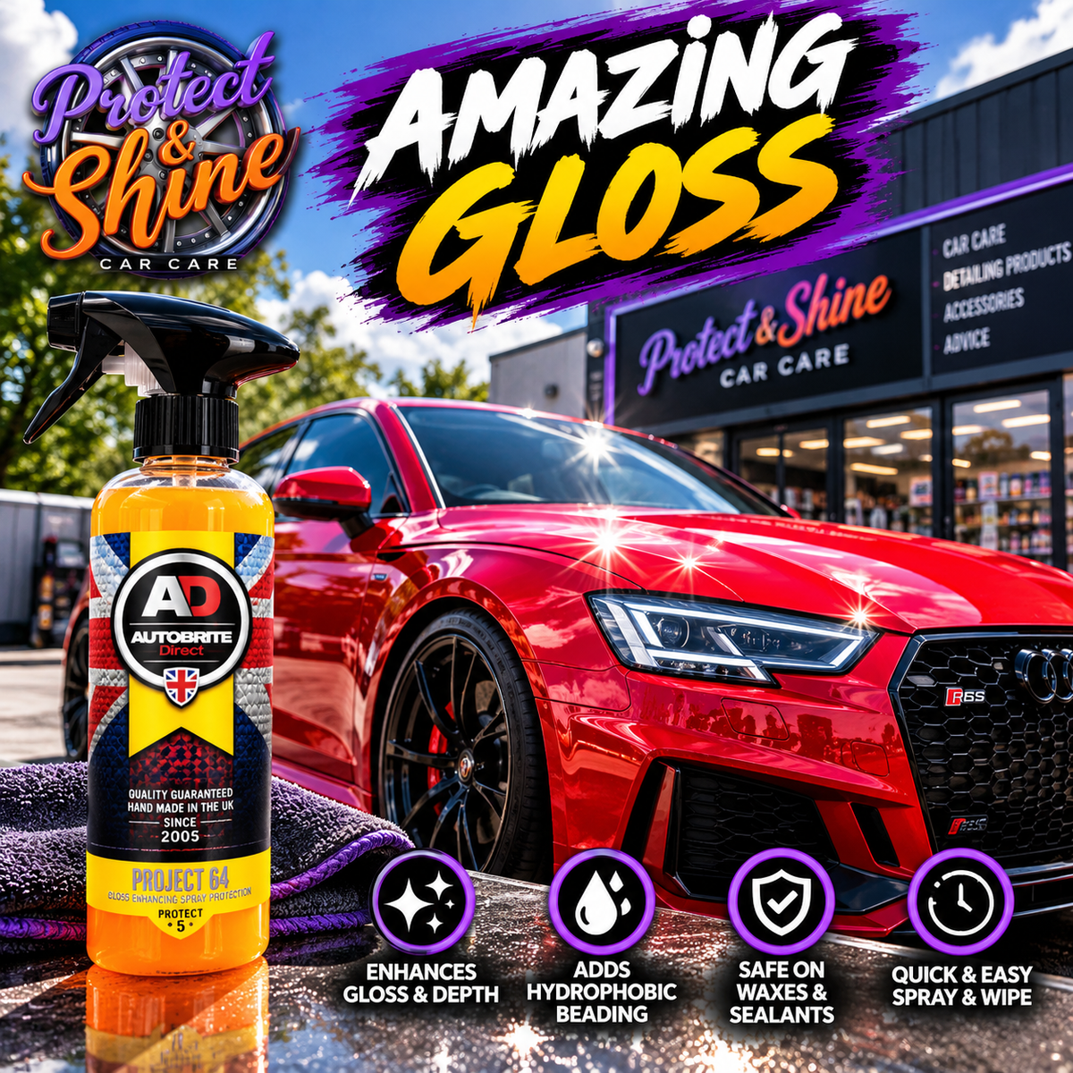 Autobrite Direct Project 64 Gloss Enhancing Spray Protection – 500ml | New 2026 Formula