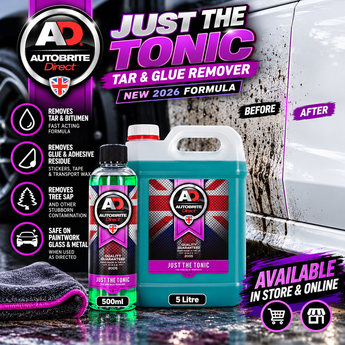 Autobrite Direct Just The Tonic Tar & Glue Remover – 2026 Formula | 500ml & 5 Litre