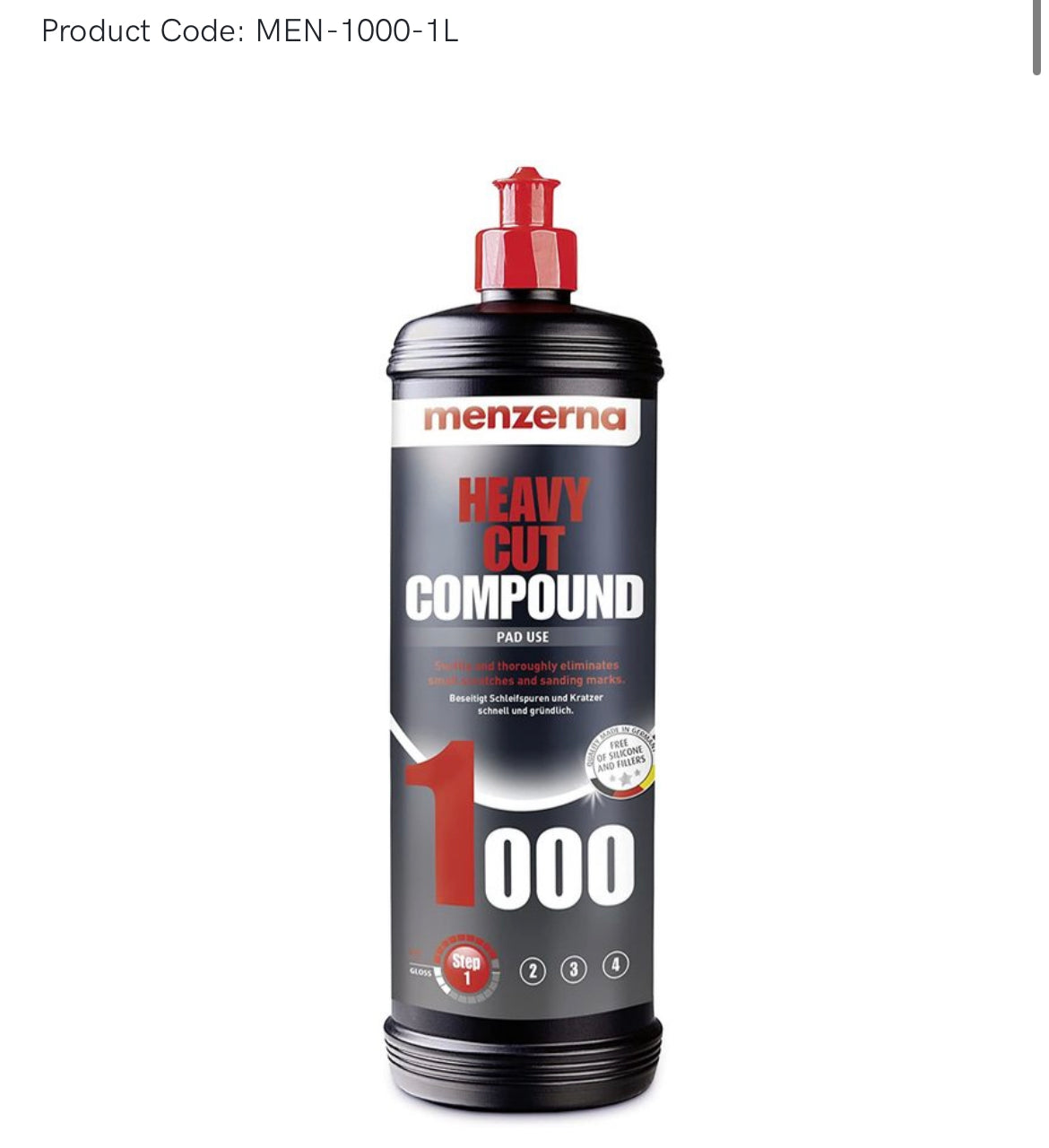 Menzerna 1000 Heavy Cut Compound - 250ml