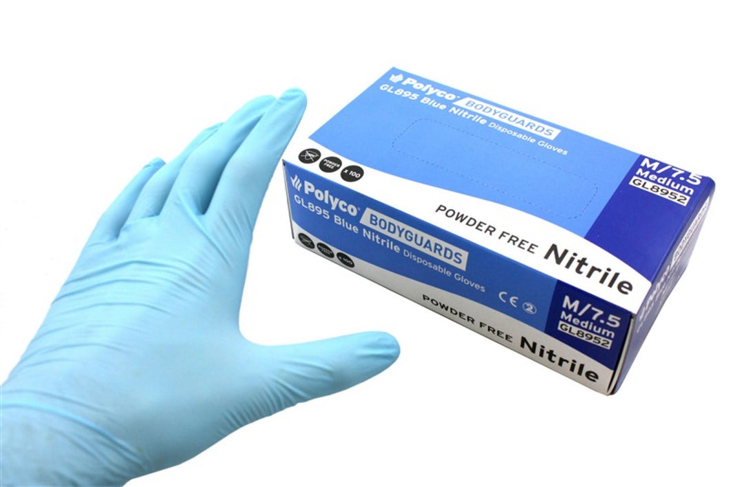 Powder free blue nitrile disposable gloves XL