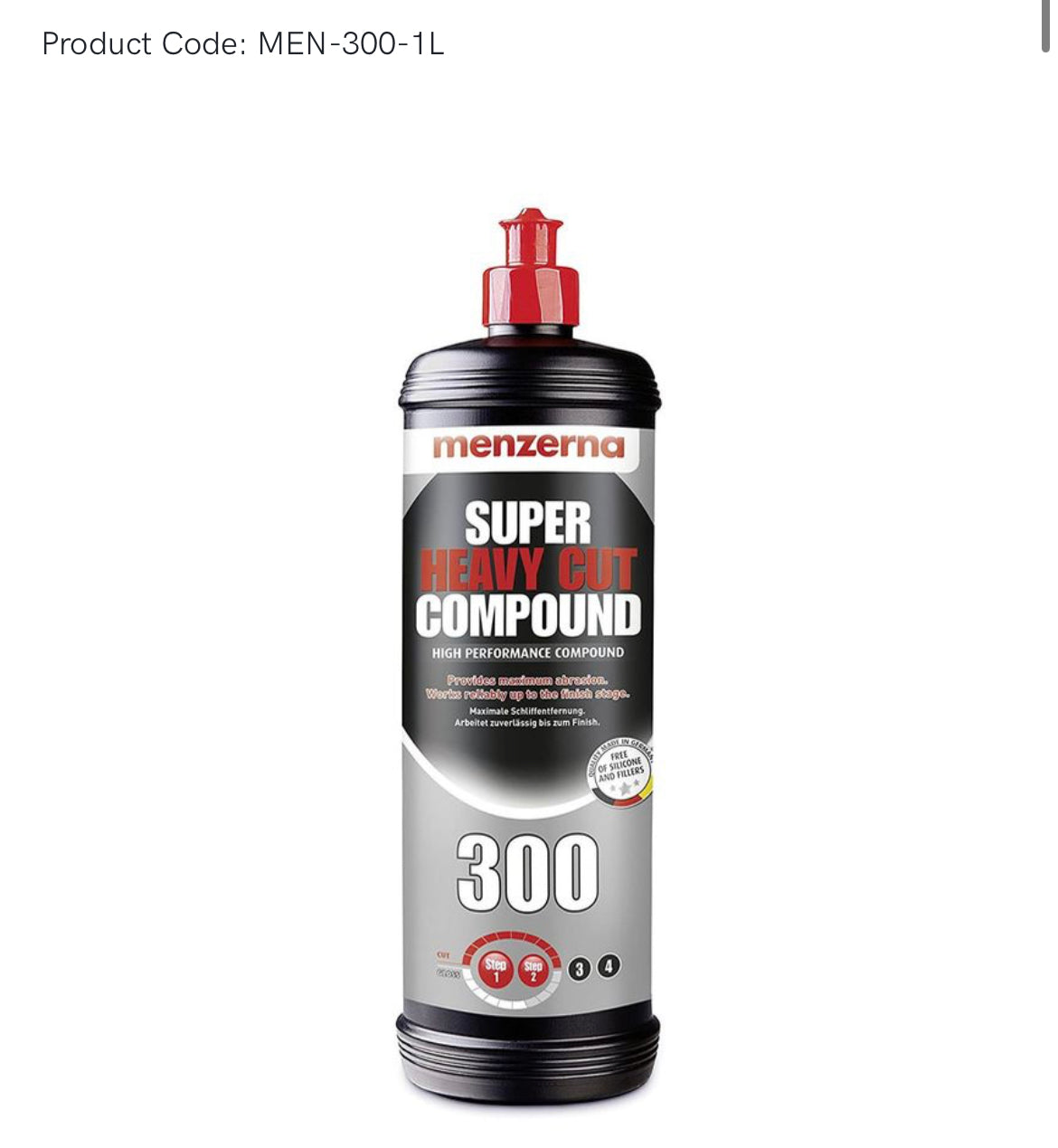 Menzerna - 300 Super Heavy Cut Compound - 250ml