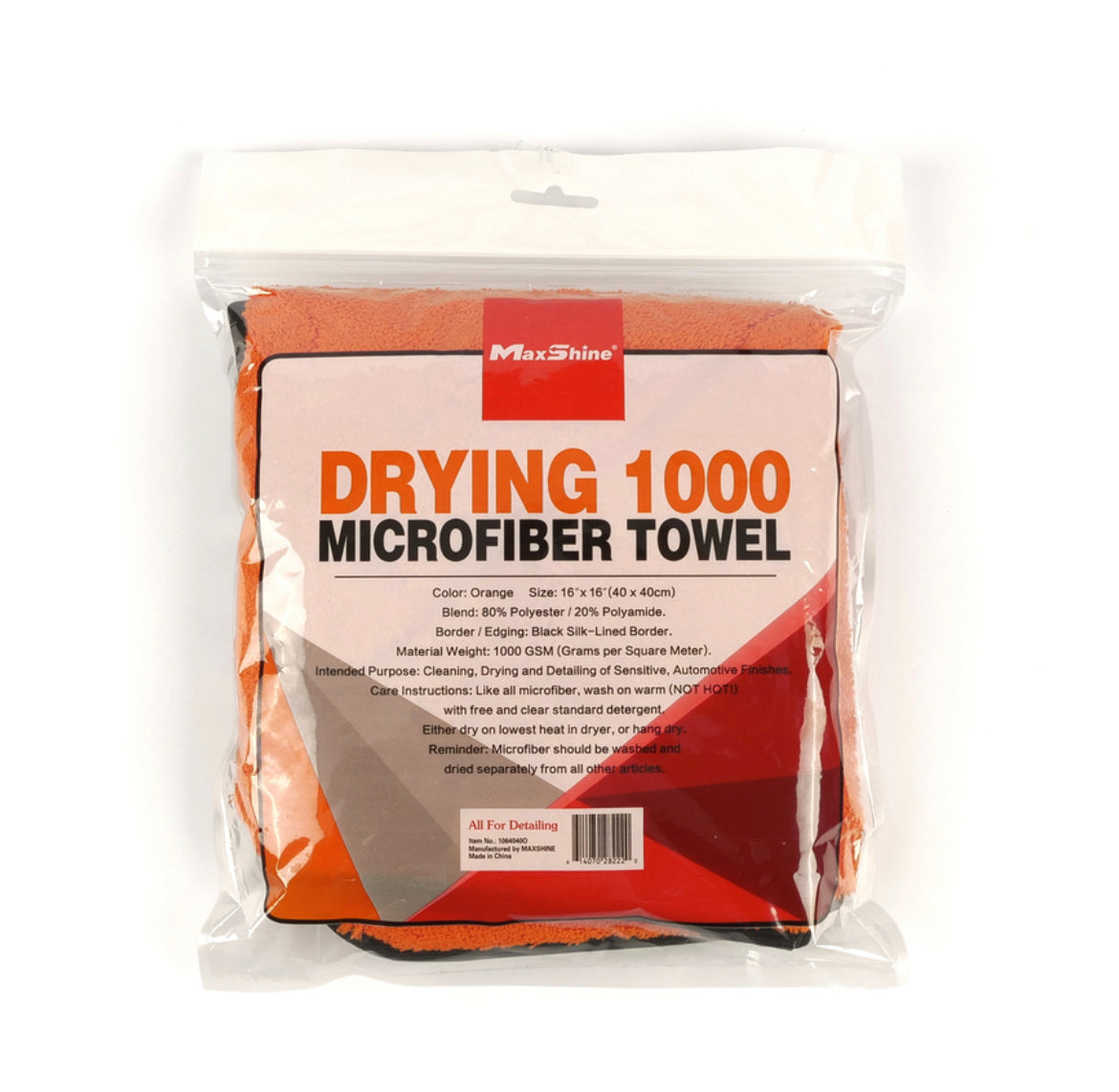 Maxshine Orange 1000GSM Microfibre Drying Towel