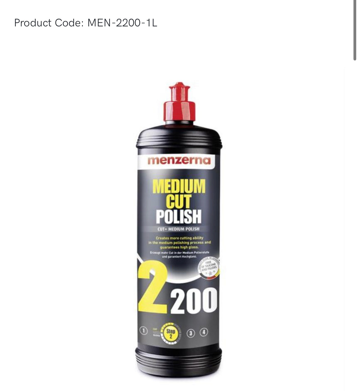 Menzerna 2200 Medium Cut Polish - 250ml